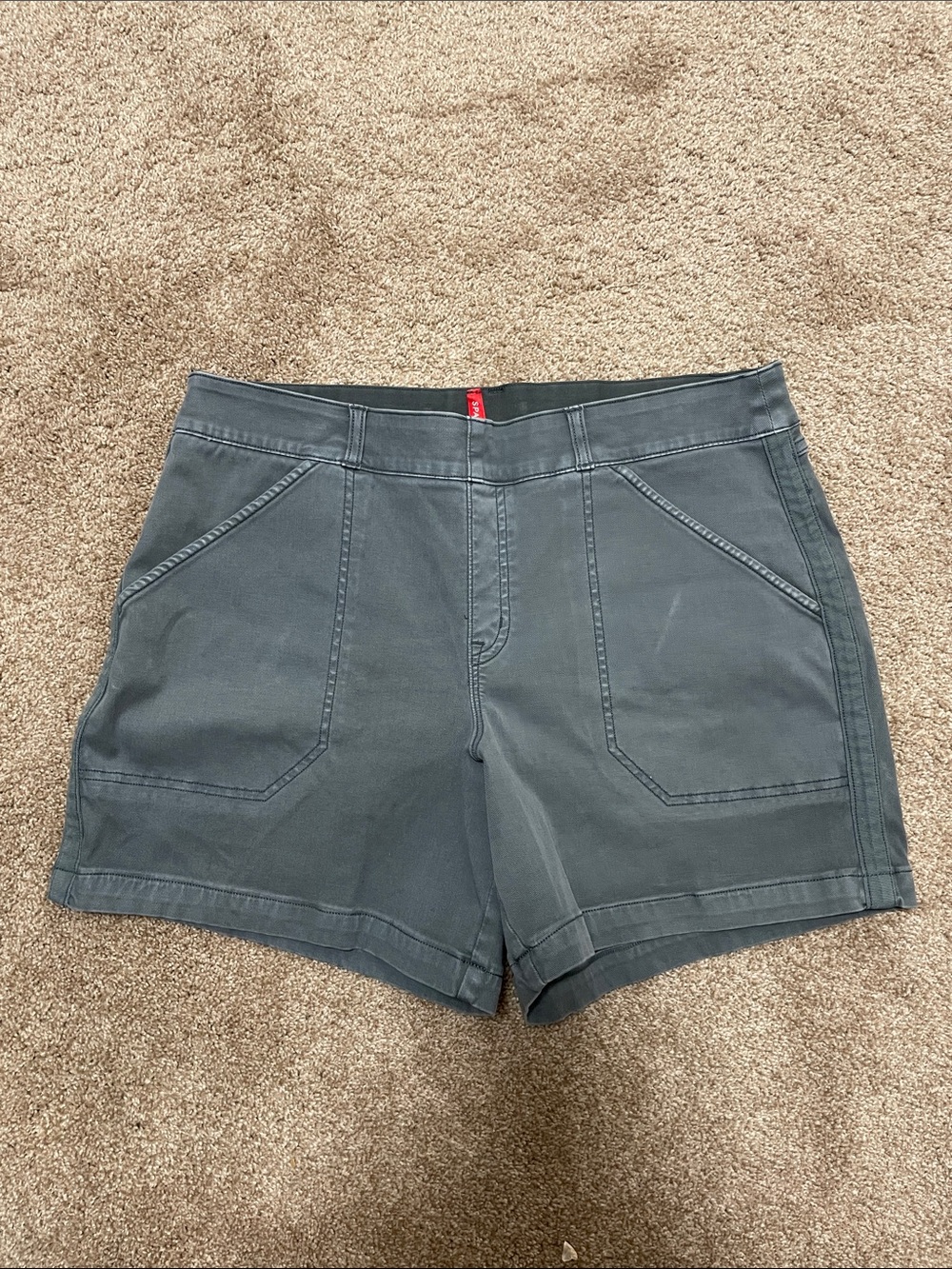 Spanx Stretch Twill Shorts Dark Gray Women’s Size XLarge Highrise